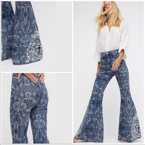 Free People never worn embroidered bell bottoms